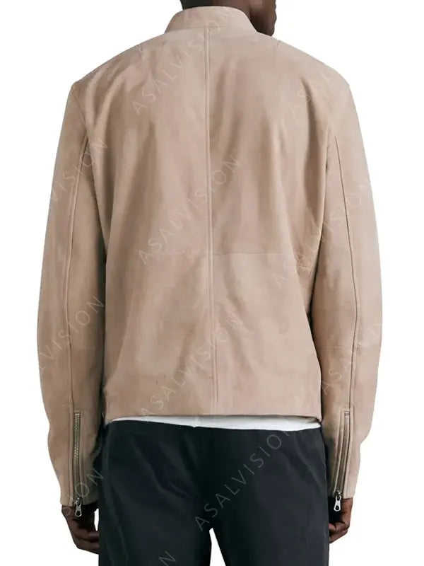 Cafe Racer Suede Leather Jacket For Mens