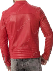 Branton Red Biker Leather Jacket