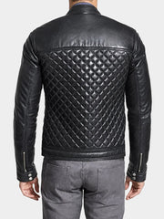 Black Diamond Quilted Leather Jacket Mens