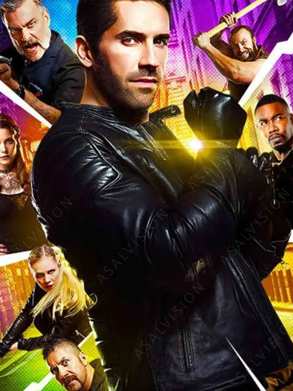 Accident Man Mike Fallon Black Leather Jacket