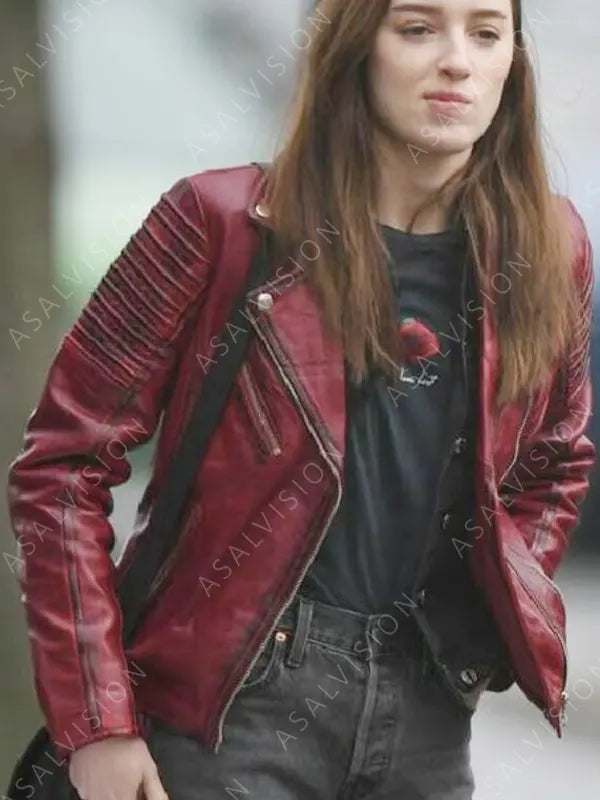 Bank Of Dave Alexandra Red Leather Jacket