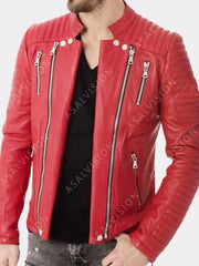 Branton Red Biker Leather Jacket