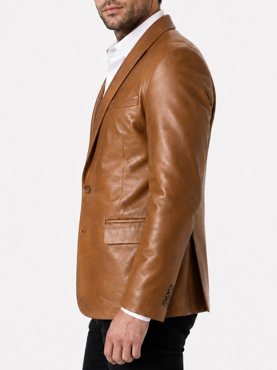 Aldric Shawl Collar Tan Leather Blazer