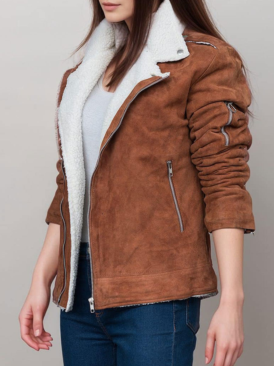 Calista Suede Sherpa Lined Jacket