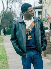 Black Mafia Family BMF Terry Black Leather Jacket