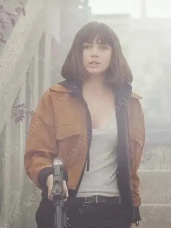 Ana De Armas The Gray Man Brown Bomber Jacket