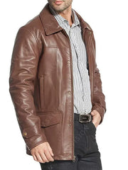 Brown Fashion Leather Coat
