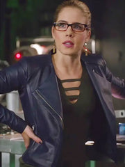 Arrow Season 5 Felicity Smoak Blue Leather Jacket