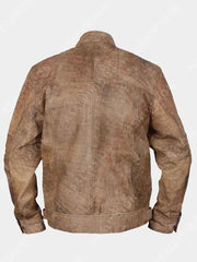 Branton Khaki Distressed Cafe Racer Jacket