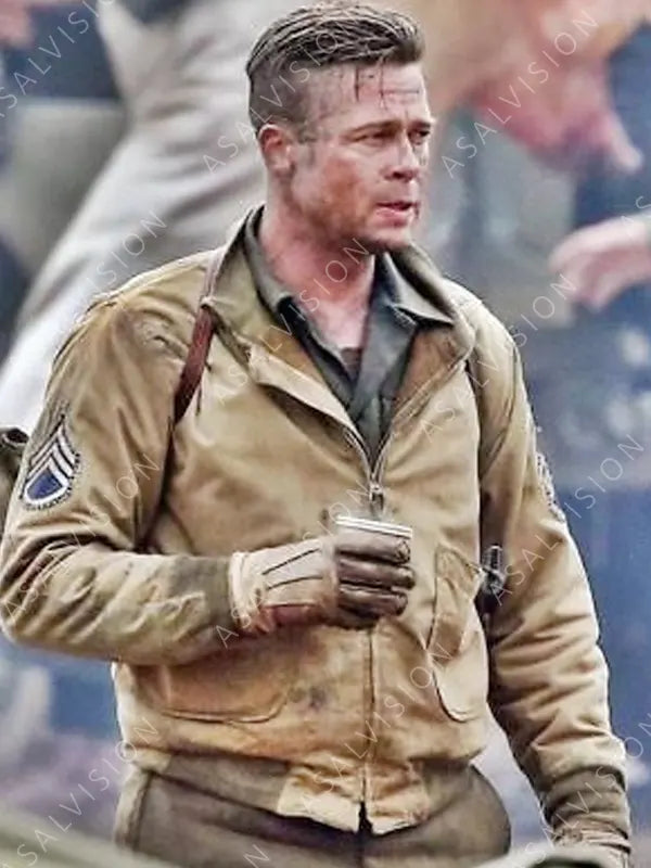 Brad Pitt WW2 Fury Wardaddy Bomber Jacket