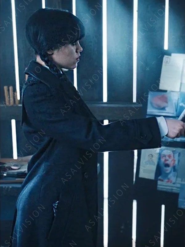 Addams Wednesday Black Trench Coat