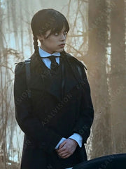 Addams Wednesday Black Trench Coat