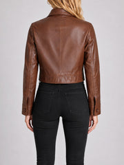 Cassidy Brown Cropped Leather Jacket
