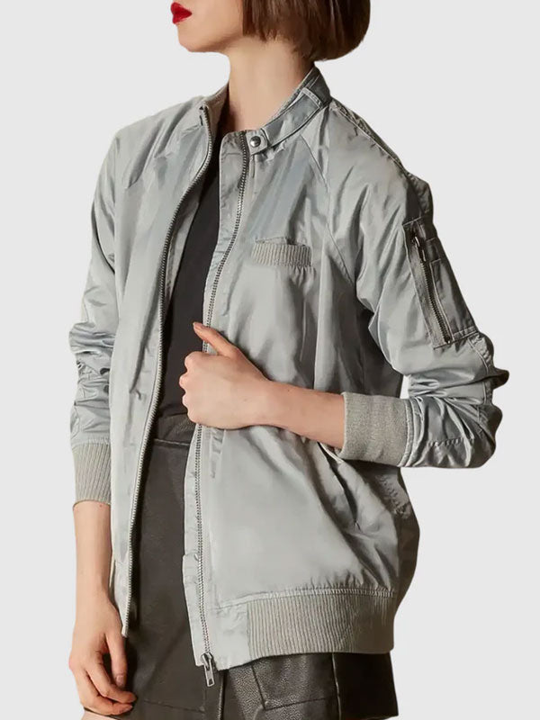 Brynnley Grey Bomber Jacket