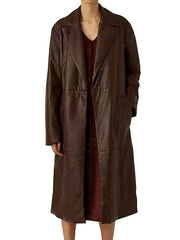 Chocolate Brown Leather Coat Womens - Belted