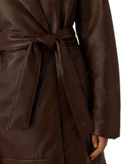 Chocolate Brown Leather Coat Womens - Belted