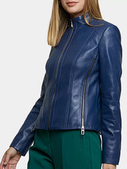Blue Biker Jacket Women