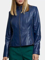 Blue Biker Jacket Women