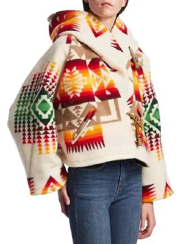 Beth Dutton Aztec Poncho Style Printed Wool Coat