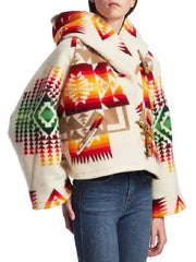 Beth Dutton Aztec Poncho Style Printed Wool Coat